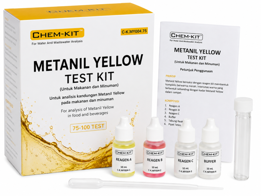 CHEM-KIT Metanil Yellow Test Kit – Solusi Praktis Deteksi Pewarna Berbahaya Secara Cepat dan Akurat